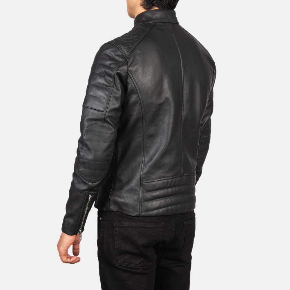 Faisor Black Leather Biker Jacket