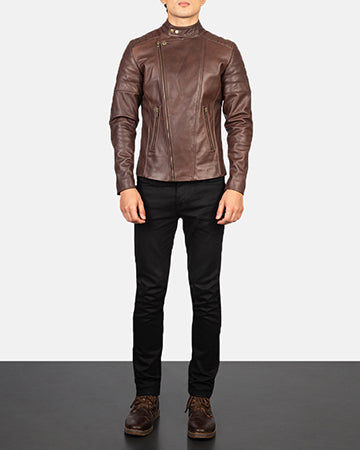 Faisor Brown Leather Biker Jacket