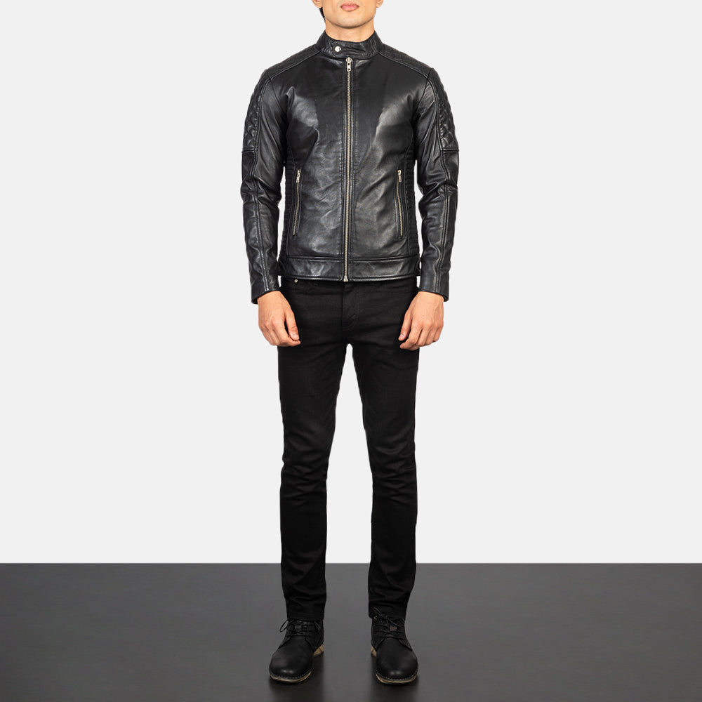 Fernando Quilted Black Leather Biker Jacket