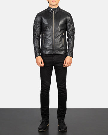 Fernando Quilted Black Leather Biker Jacket