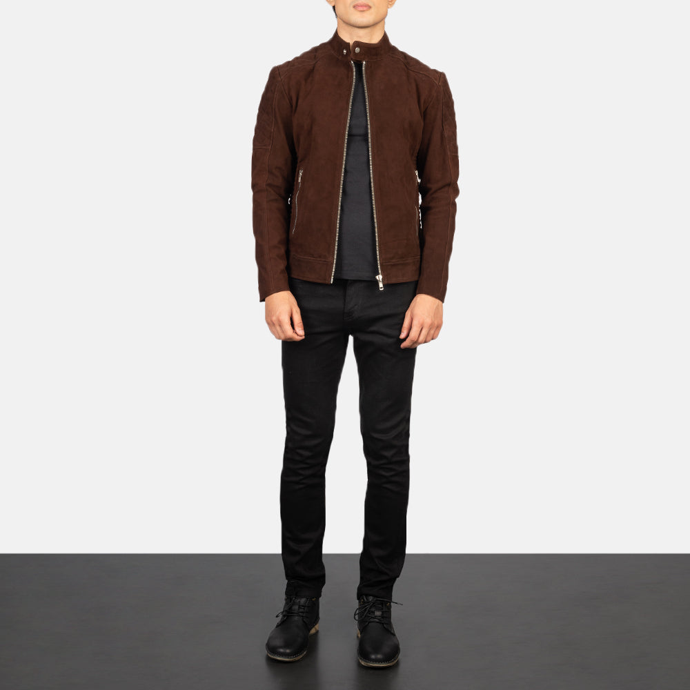 Fernando Quilted Brown Suede Biker Jacket