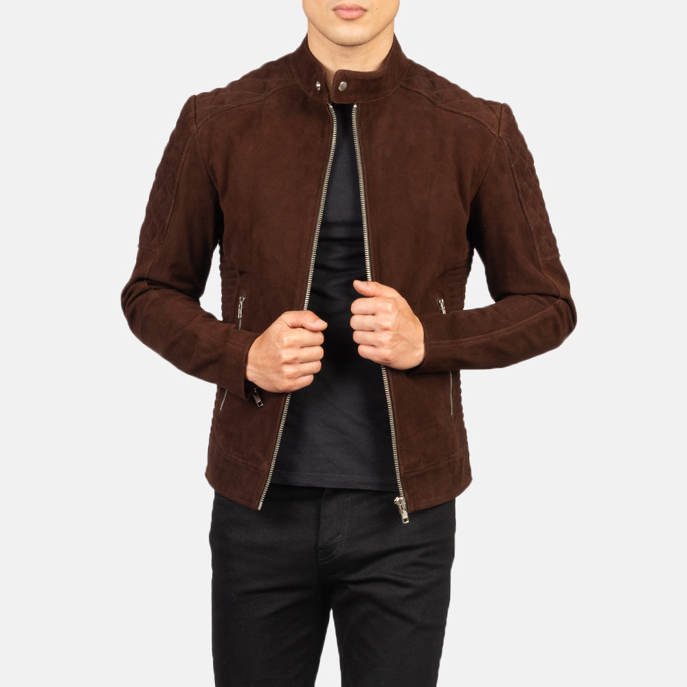 Fernando Quilted Brown Suede Biker Jacket