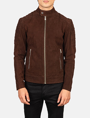 Fernando Quilted Brown Suede Biker Jacket