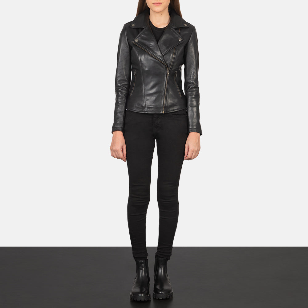 Flashback Black Leather Biker Jacket