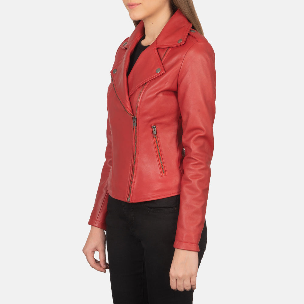 Flashback Red Leather Biker Jacket