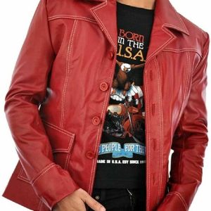 Flight Club Men’s Red Moto Racer Leather Jacket