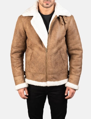 Francis B-3 Distressed Brown Leather Bomber Jacket