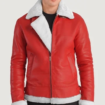 Francis B-3 Red Leather Bomber Jacket