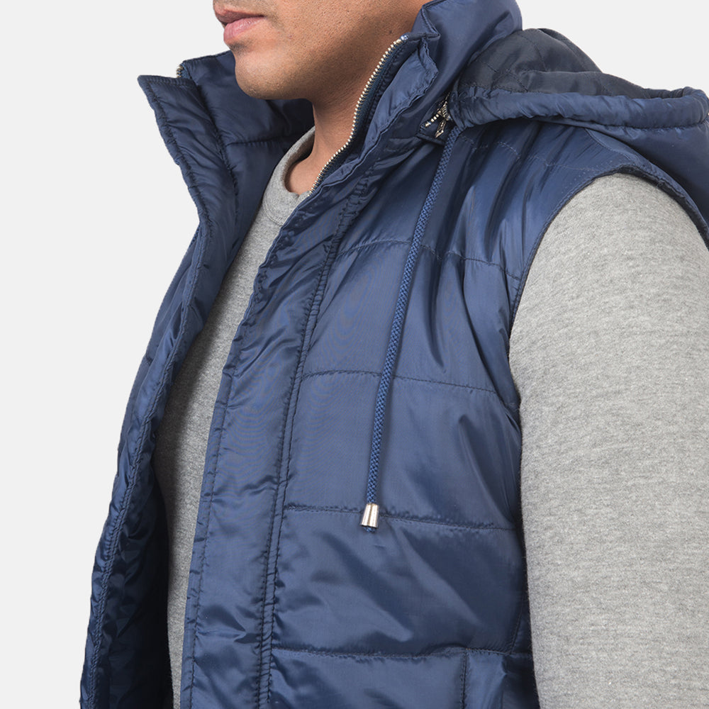 Fuston Blue Hooded Puffer Vest