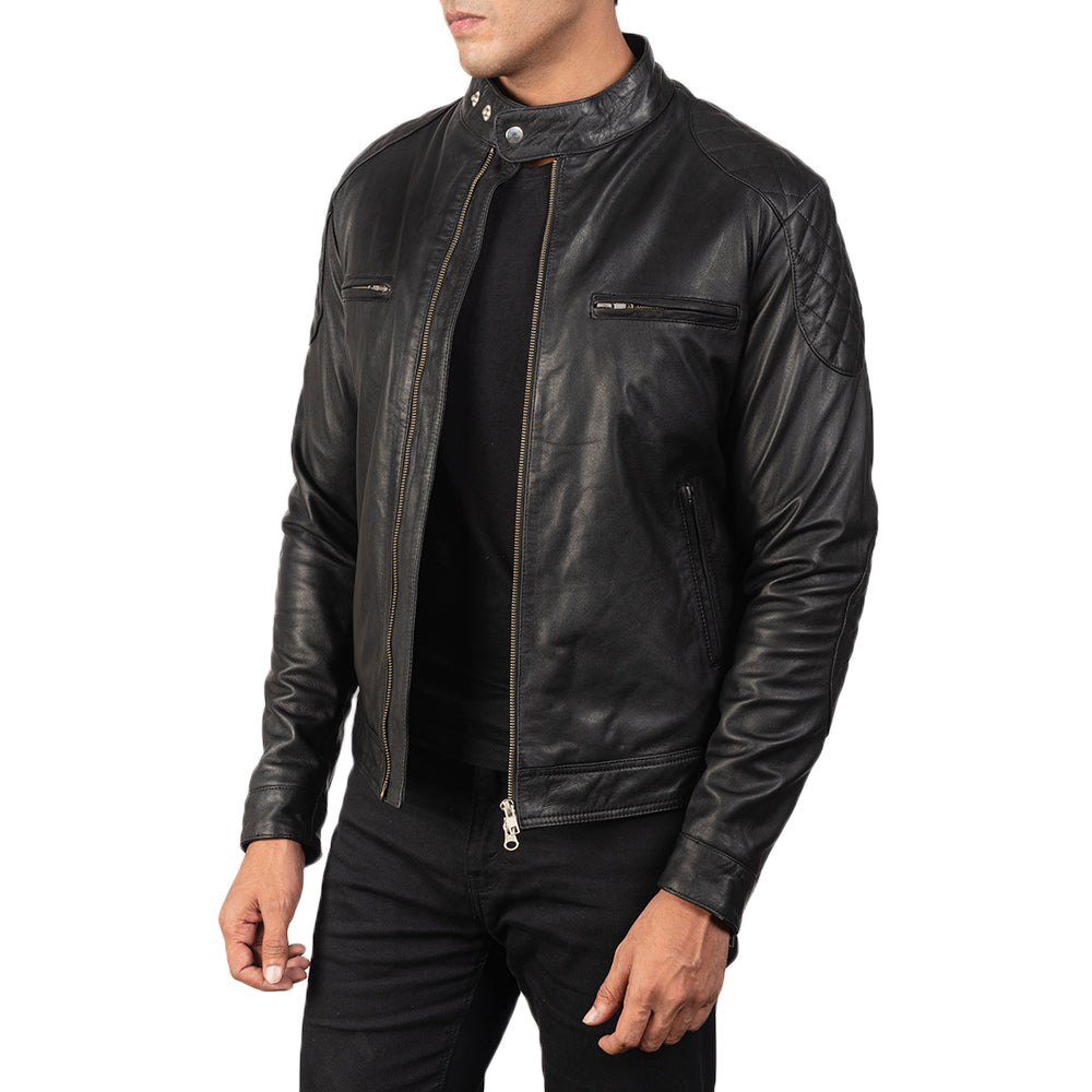 Gatsby Black Leather Biker Jacket