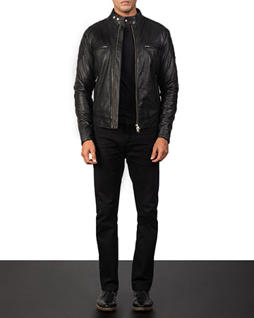 Gatsby Black Leather Biker Jacket