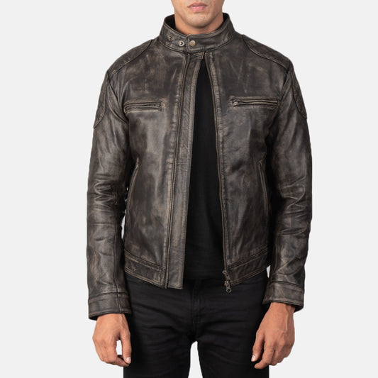 Gatsby Distressed Brown Leather Jacket