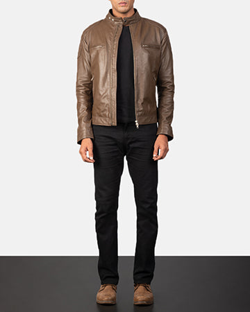 Gatsby Mocha Leather Biker Jacket