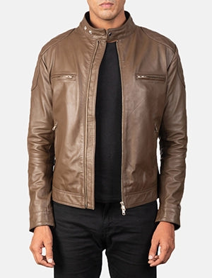 Gatsby Mocha Leather Biker Jacket