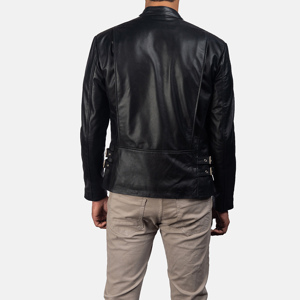 Hank Black Leather Biker Jacket