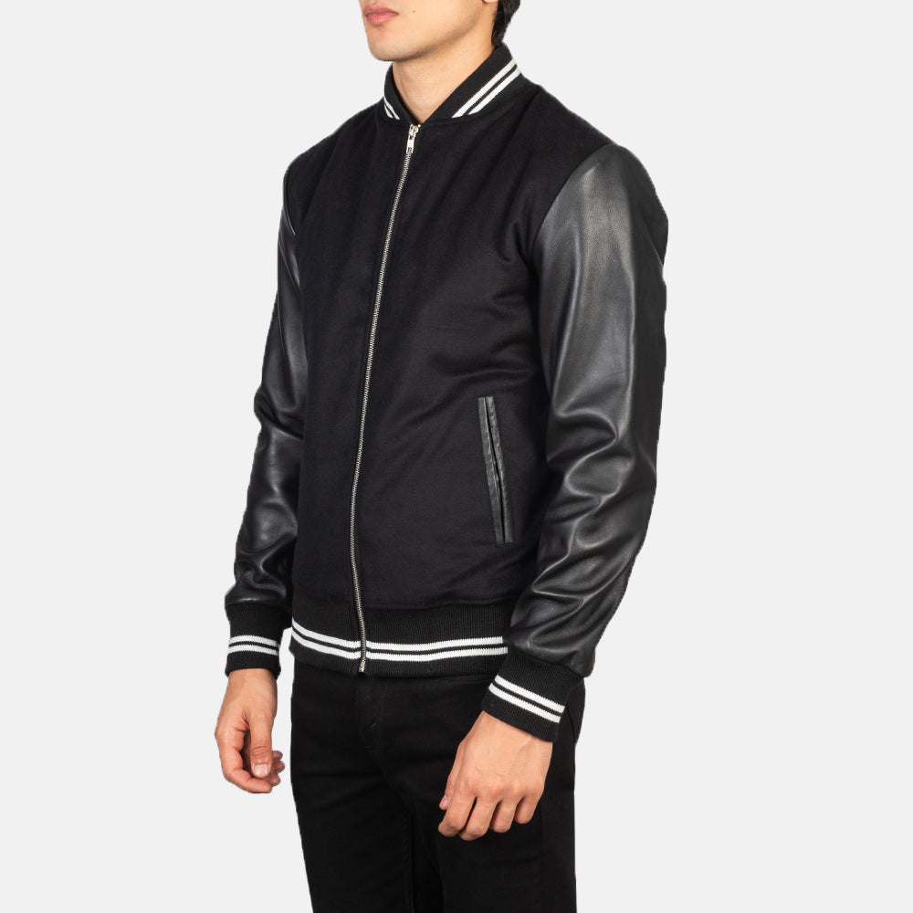 Harrison Black Hybrid Varsity Jacket