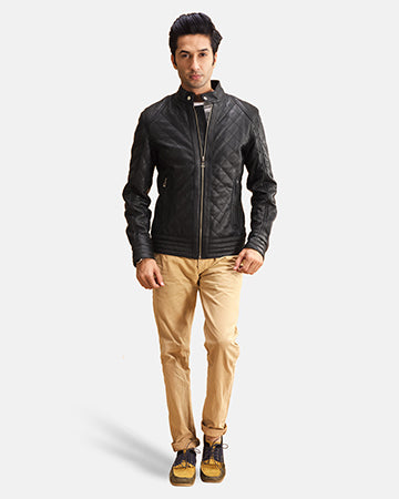 Henry Quilted Black Leather Jacket