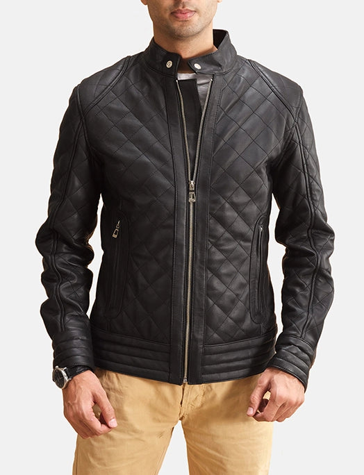 Henry Quilted Black Leather Jacket