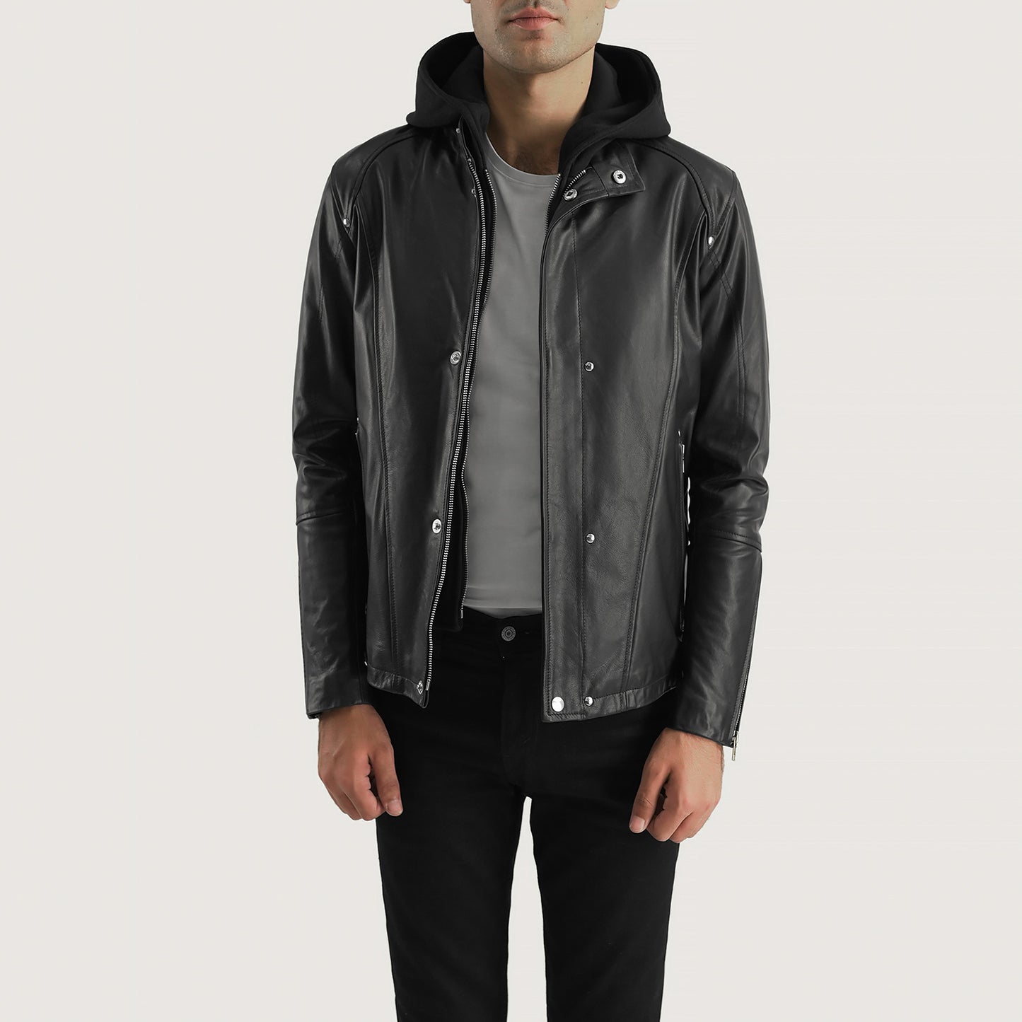 Highschool Black Hooded Leather Jacket