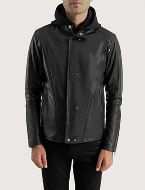 Highschool Black Hooded Leather Jacket