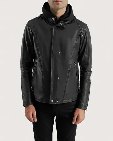 Highschool Black Hooded Leather Jacket