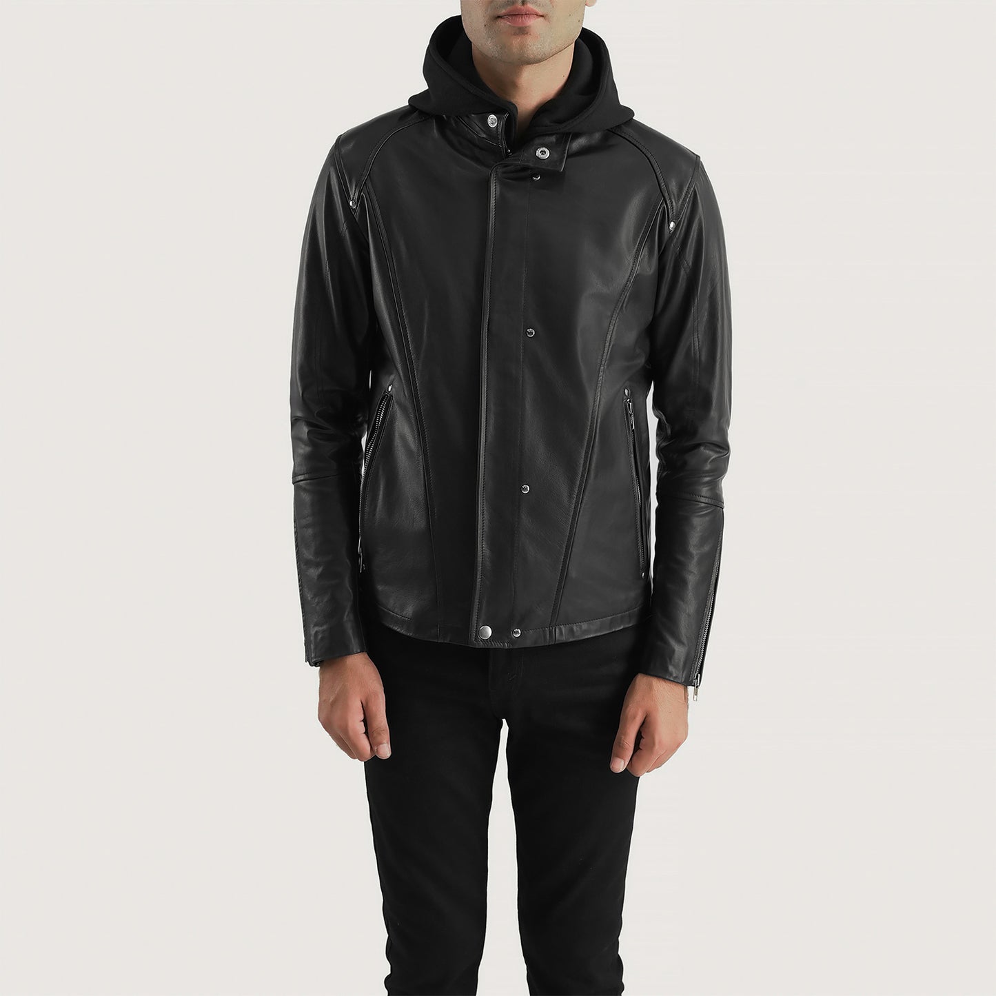 Highschool Black Hooded Leather Jacket