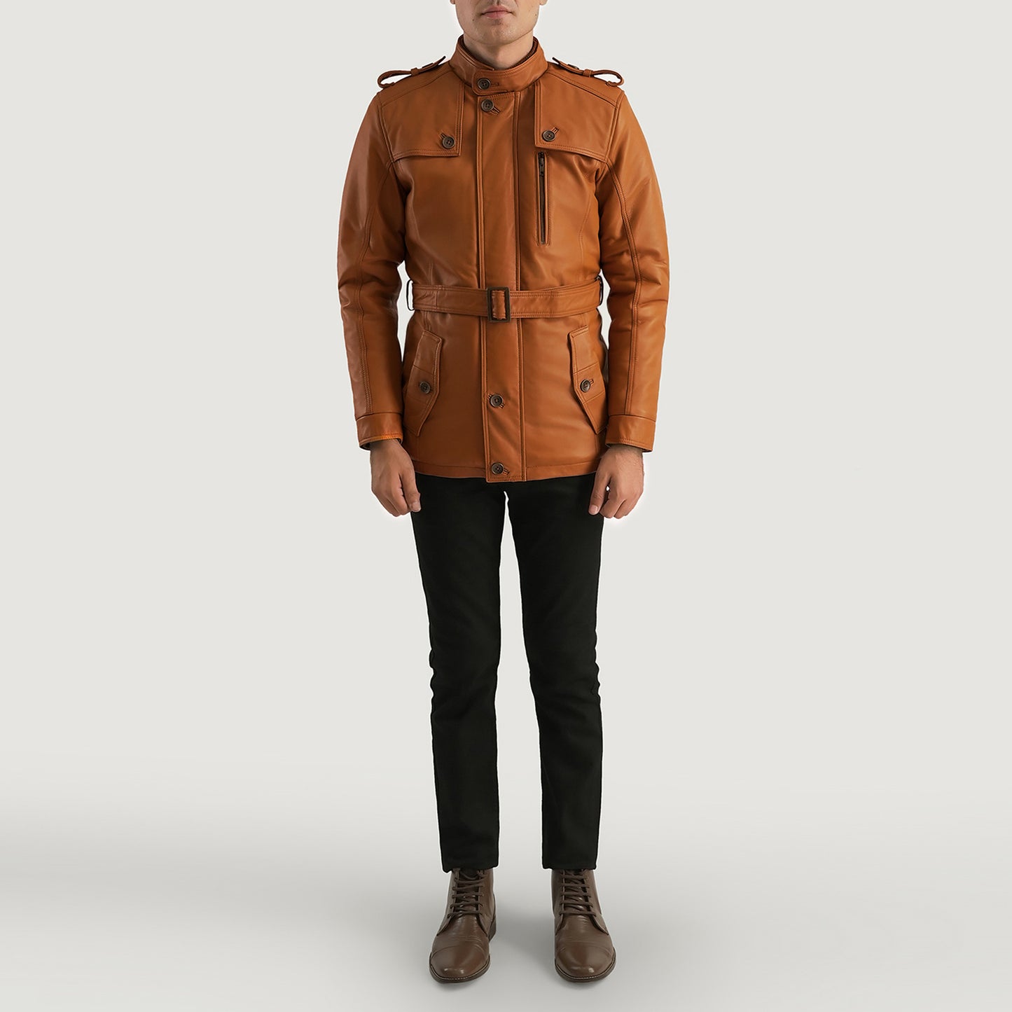 Hunter Tan Brown Fur Leather Jacket