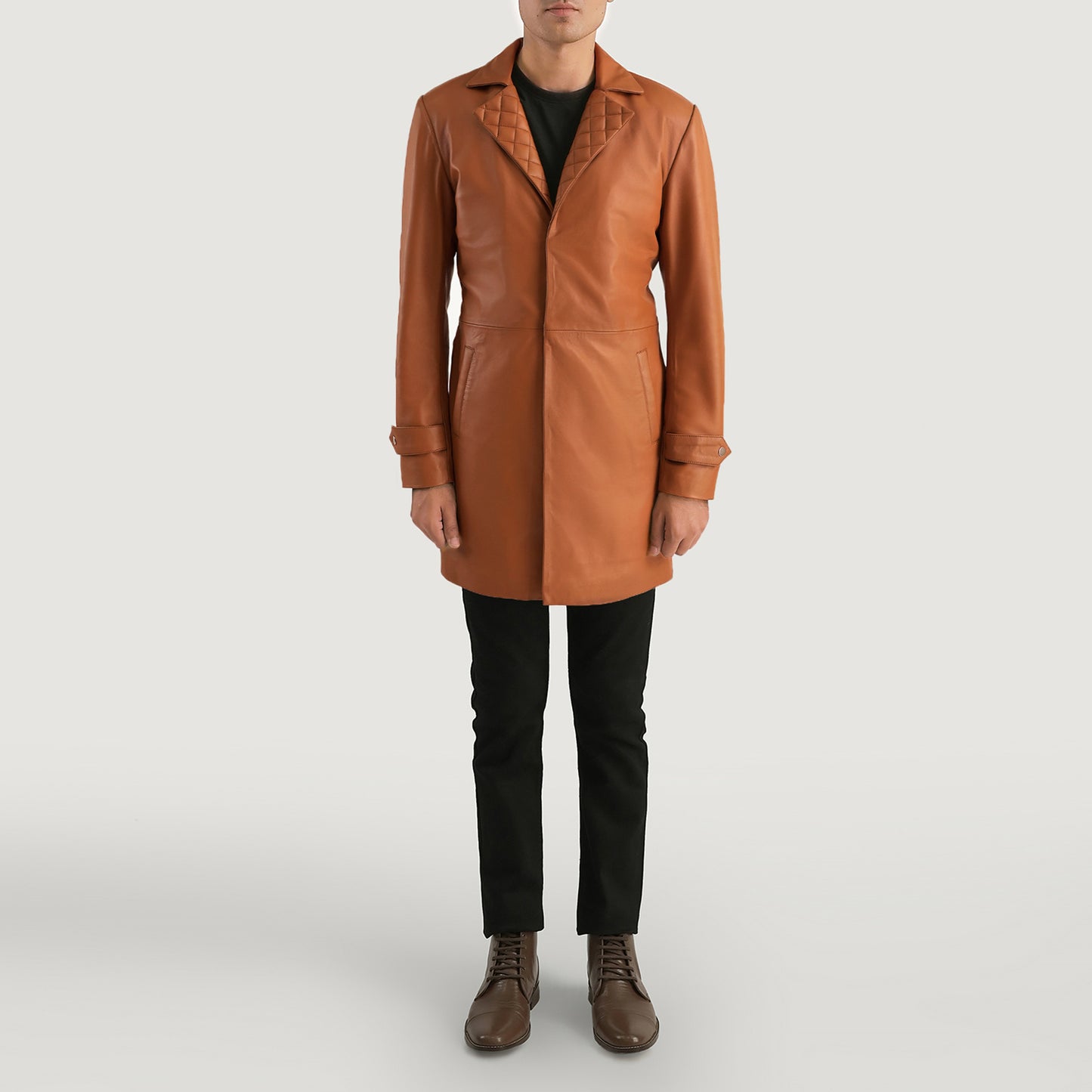 Infinity Tan Brown Leather Coat