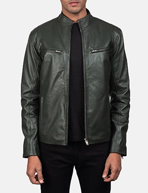 Ionic Green Leather Biker Jacket