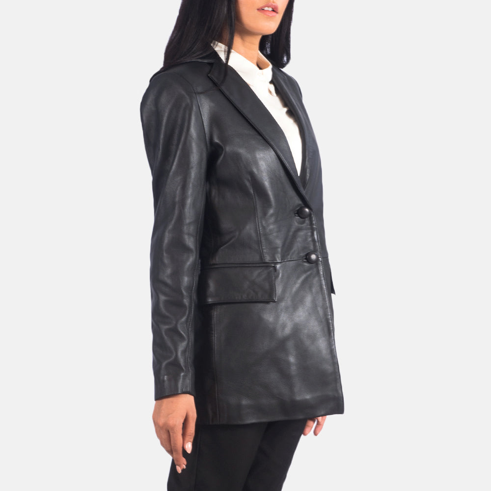 Marilyn Black Leather Blazer