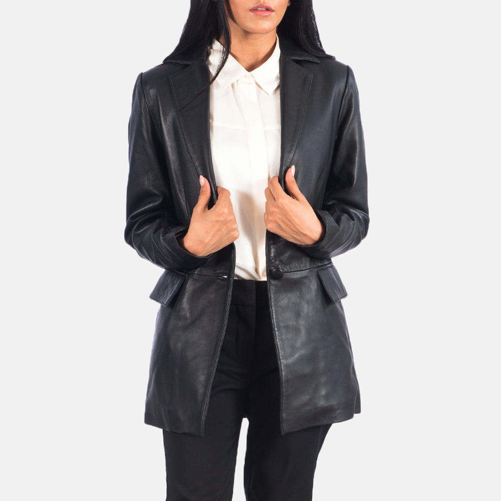 Marilyn Black Leather Blazer