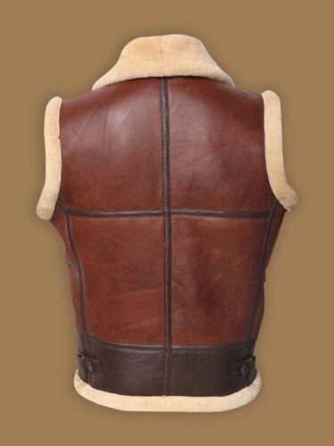 Men’s Aviator Bomber Brown Fur Shearling Leather Vests