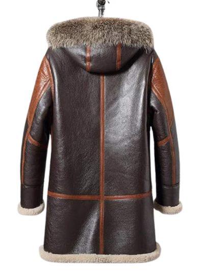 Men’s Brown Bomber Aviator Shearling Trench Coat