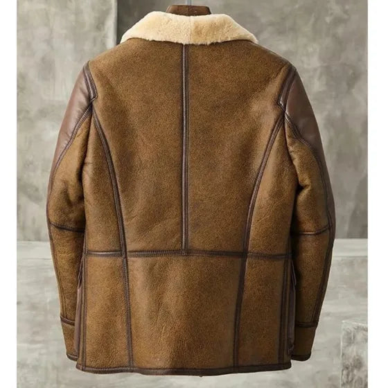 Men’s Brown Bomber Biker Shearling Leather Jacket