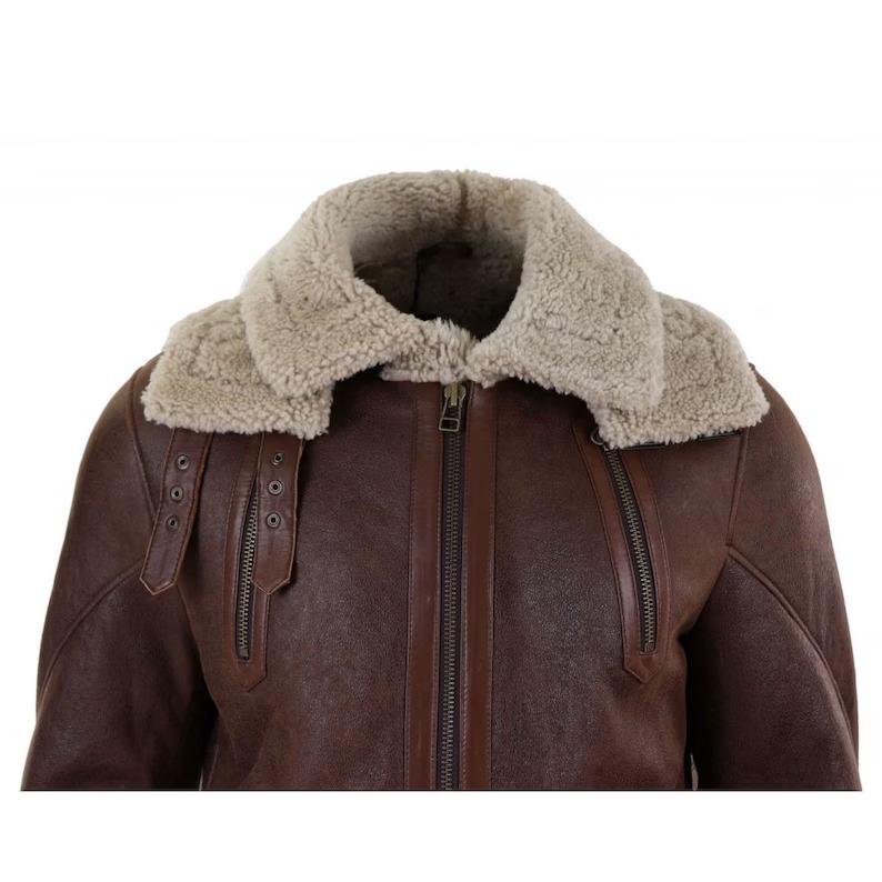 Men’s Brown Fur Hooded Black Leather Trench Coat