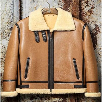 Men’s Brown RAF Aviator Shearling Leather Jacket