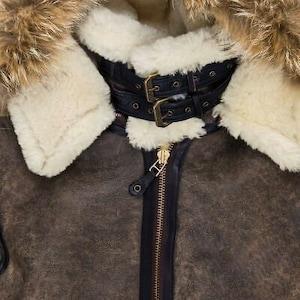 Men’s Brown Shearling Hooded Biker Leather Jacket