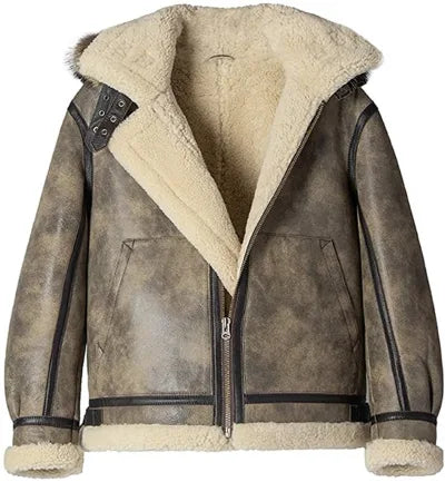 Men’s Shearling Bomber Aviator Sheepskin Leather Jacket