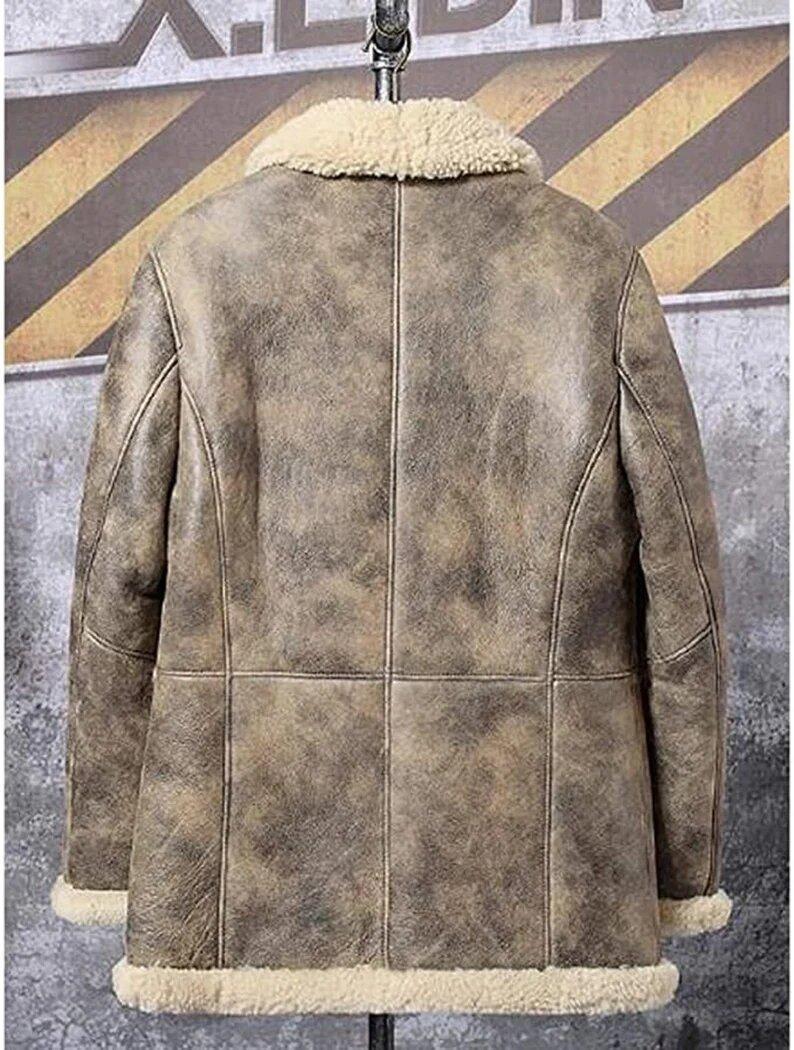 Men’s Shearling Fur Distressed look Leather Jacket