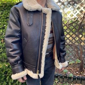 Men’s Vintage B3 Bomber Sherpa Shearling Leather Jacket