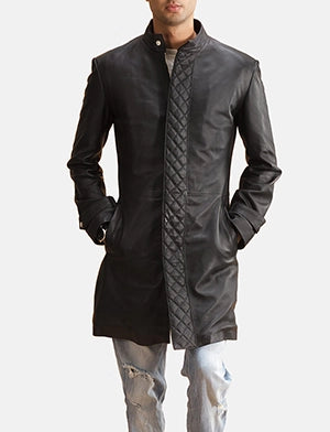 Midlander Quilted Black Leather Coat