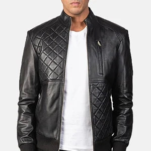 Moda Black Leather Bomber Jacket