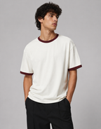 Maroon off white