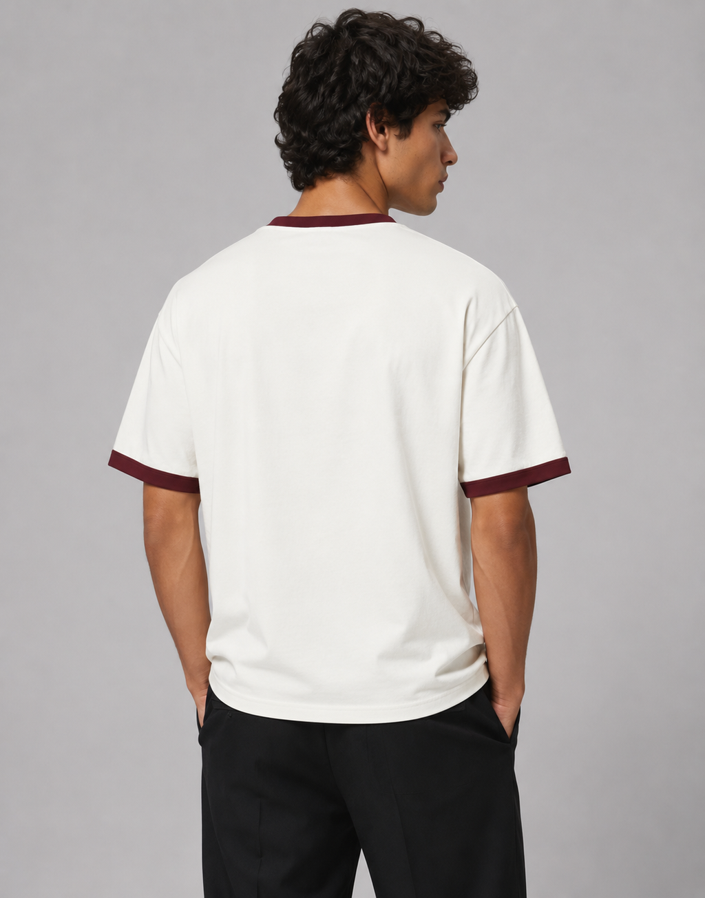 Maroon off white