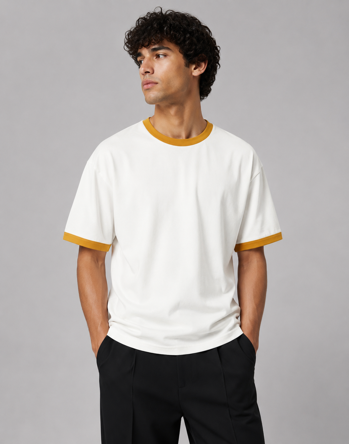 Mustard yellow off white