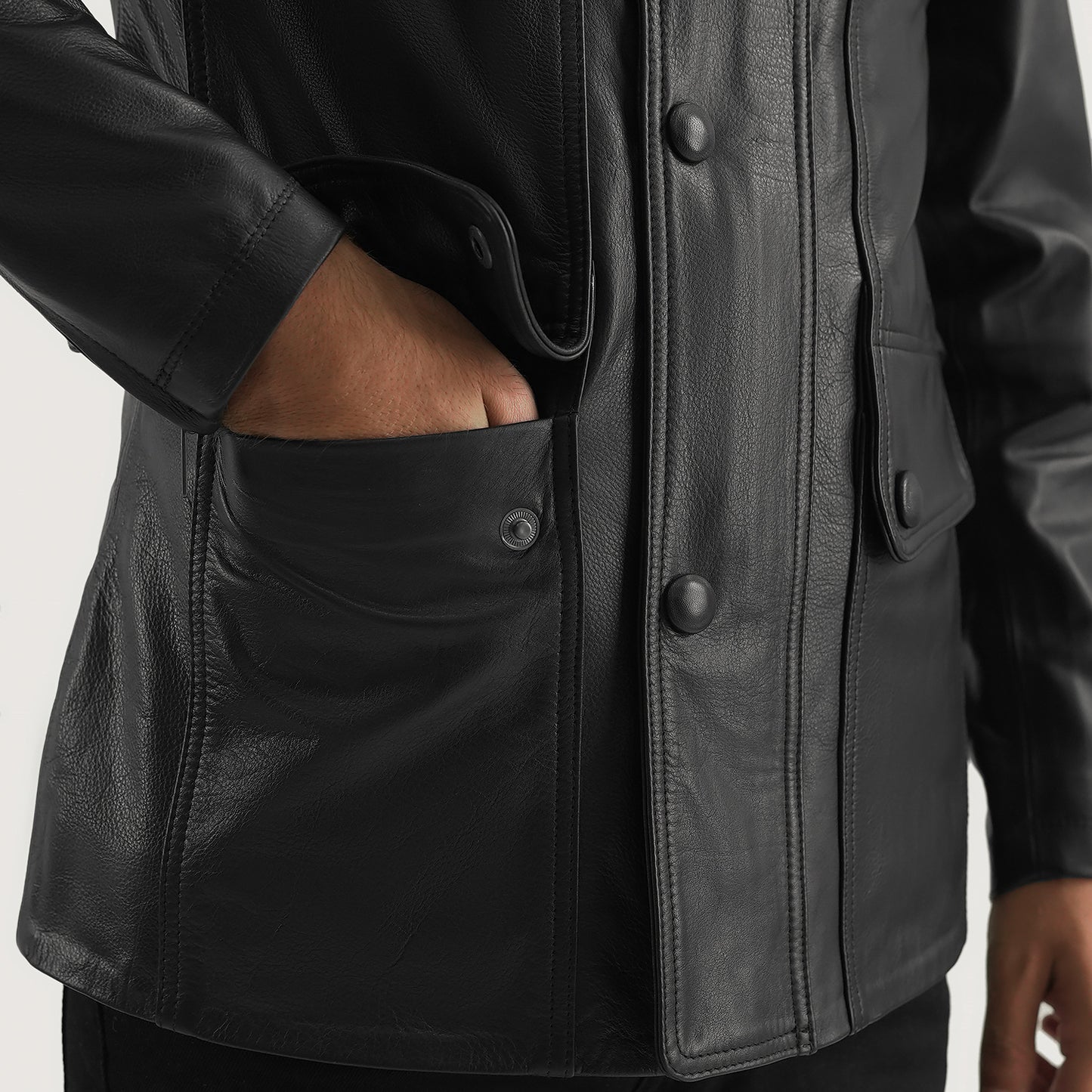 Moulder Hooded Black Leather Jacket