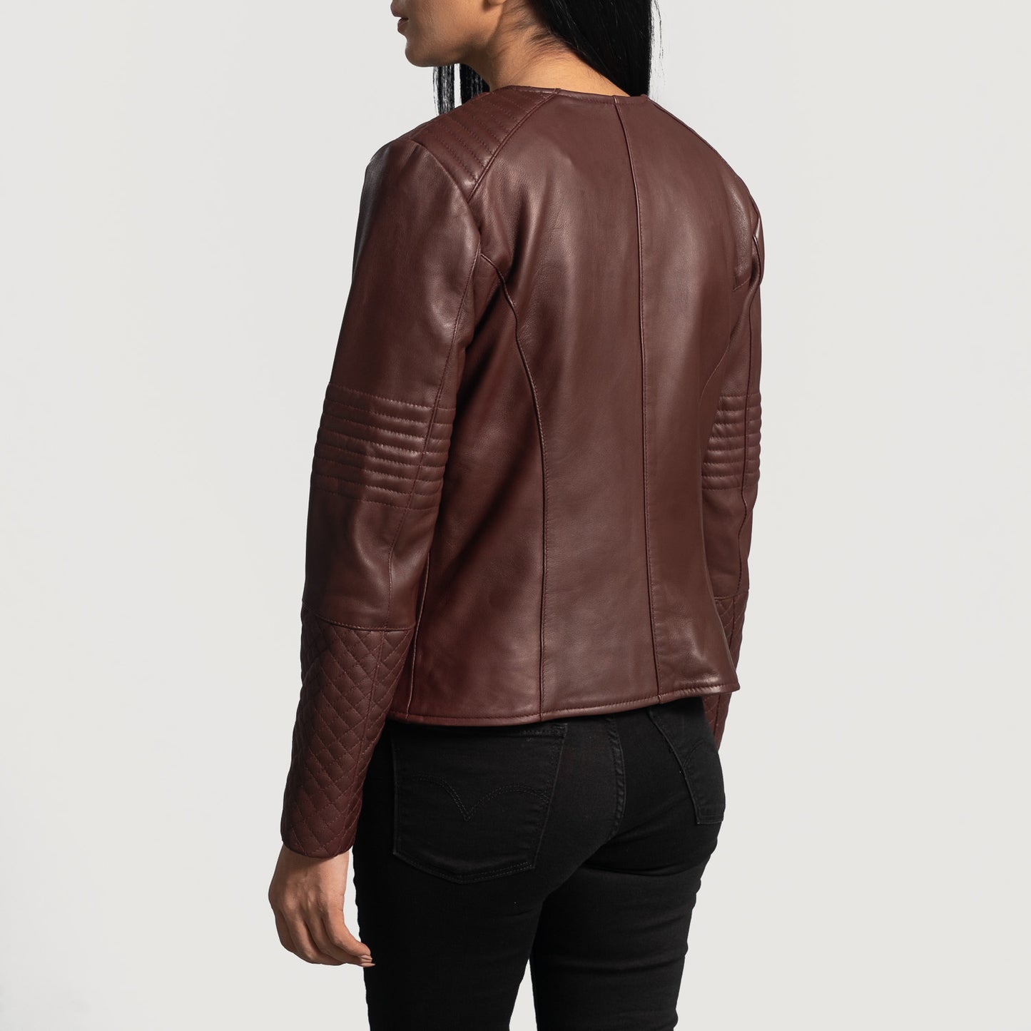 Nexi Quilted Maroon Leather Jacket