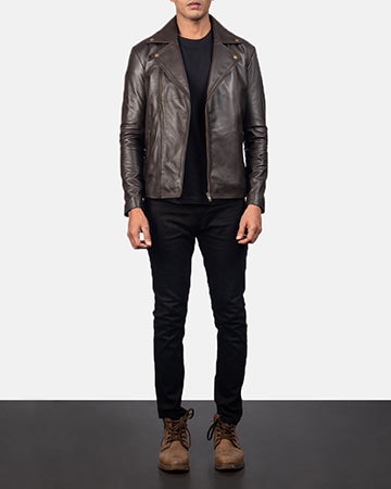 Noah Brown Leather Biker Jacket