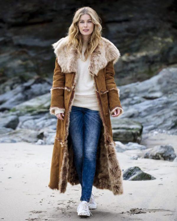 Penny Lane 70’s Brown Shearling Fur Long Coat for Women