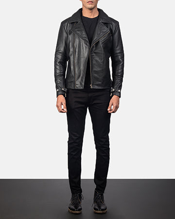 Raiden Black Leather Biker Jacket